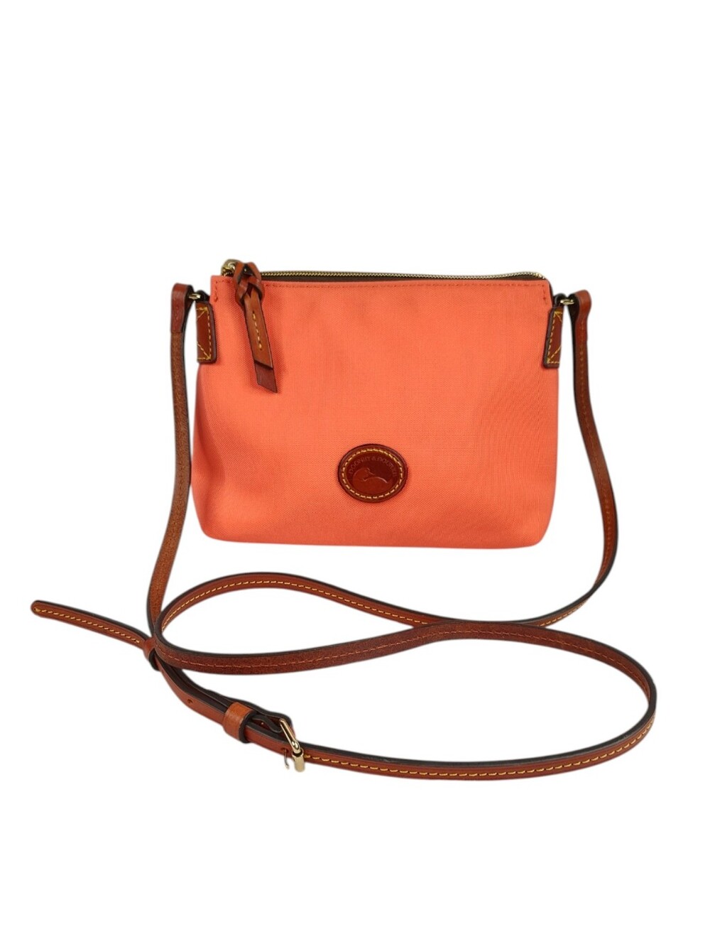 Dooney & Bourke Nylon with Leather Pouchette Crossbody Bag – Peach NEW - Picture 2 of 15